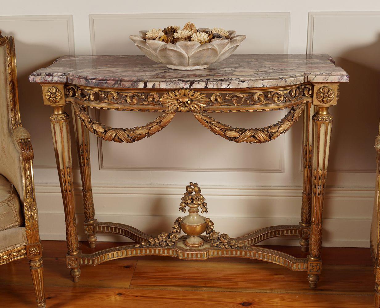 19TH-CENTURY CARVED GILTWOOD CONSOLE TABLE