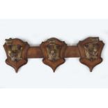 19TH-CENTURY BRASS & OAK COAT HANGER