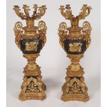 PAIR OF LARGE GILT METAL CANDELABRAS