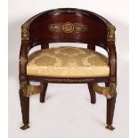 FRENCH EMPIRE PERIOD ORMOLU MOUNTED LIBRARY CHAIR