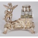 FRENCH SILVER-PLATED PEN & INK STAND