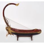 BURMESE ARCHED HARP & STAND