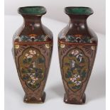 PAIR 19TH-CENTURY JAPANESE CLOISONNE VASES