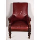 IRISH HIDE UPHOLSTERED LIBRARY CHAIR