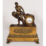 19TH-CENTURY FRENCH SIENNA MARBLE MANTEL CLOCK