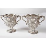 PAIR 18TH-CENTURY SILVER LOVING CUPS