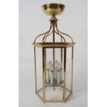 EDWARDIAN BRASS HALL LANTERN