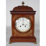 MAHOGANY AND BRASS INLAID CASED BRACKET CLOCK