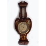 EDWARDIAN ROSEWOOD & MARQUETRY CASE BAROMETER