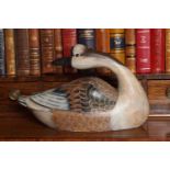 CARVED WOOD POLYCHROME DECOY DUCK