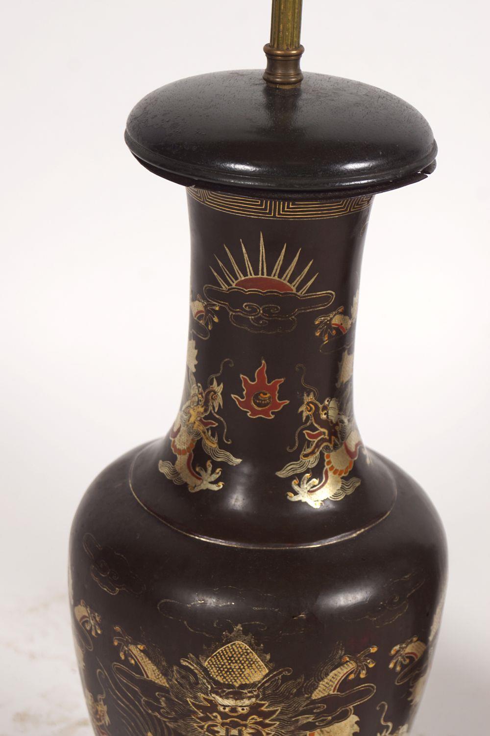 PAIR JAPANESE LACQUERED TABLE LAMPS - Image 2 of 2