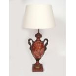 PAIR LARGE FAUX MARBLE TABLE LAMPS