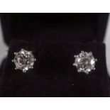 PAIR DIAMOND SOLITAIRE STUD EARRINGS