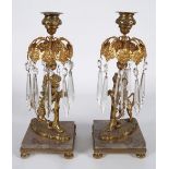 PAIR REGENCY GILT BRONZE ARMORIAL LUSTRES