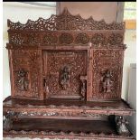 19TH-CENTURY INDIAN HARDWOOD TRIPTYCH ALTAR PIECE