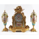 19TH-CENTURY SÈVRES & ORMOLU CLOCK SET