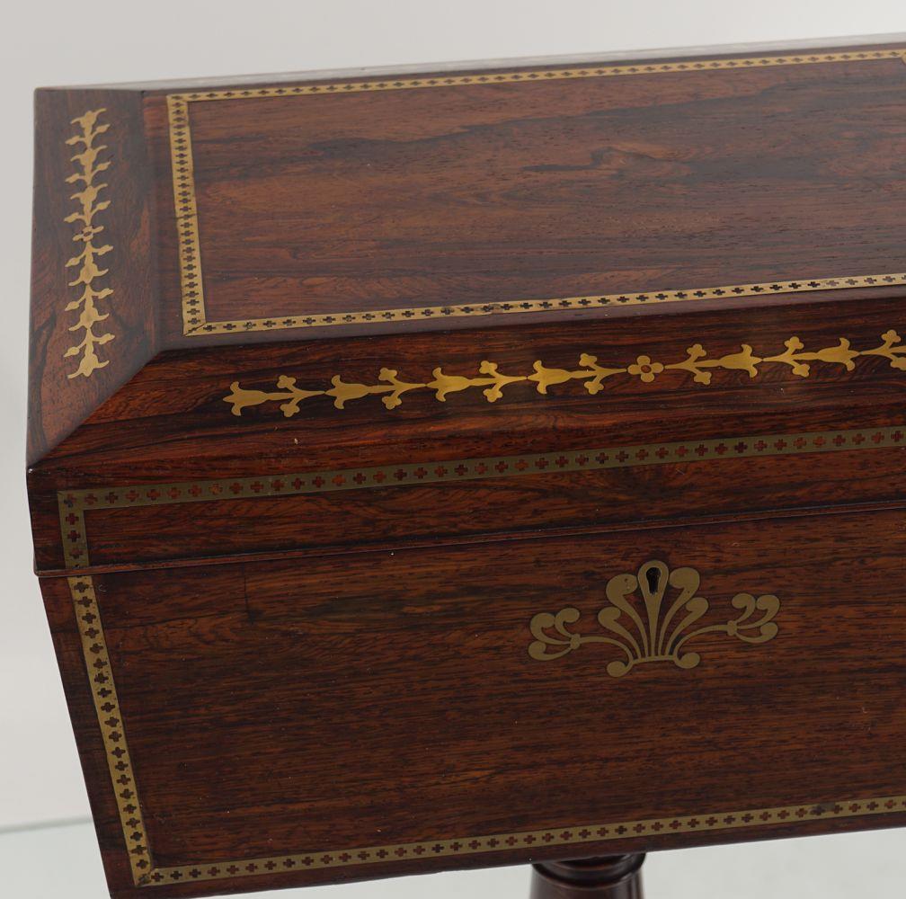 REGENCY ROSEWOOD & BRASS INLAID WORK TABLE - Image 2 of 3