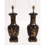 PAIR JAPANESE LACQUERED TABLE LAMPS