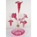 19TH-CENTURY CRANBERRY GLASS EPERGNE