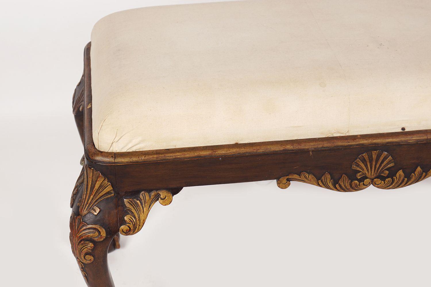 19TH-CENTURY WALNUT & PARCEL GILT WINDOW SEAT - Image 2 of 3