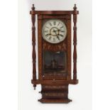 VICTORIAN ANGLO-AMERICAN MARQUETRY WALL CLOCK