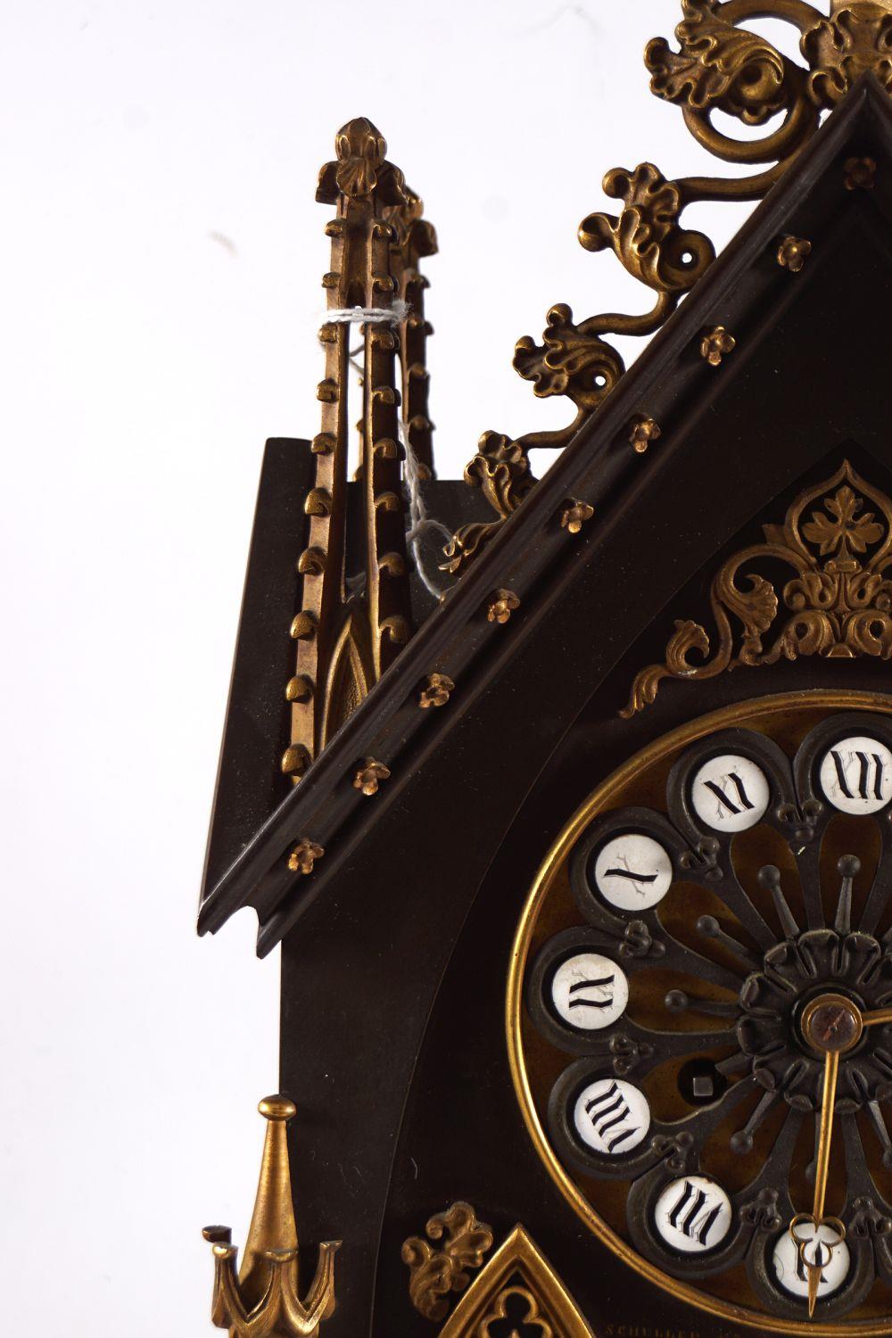 CHARLES X ORMOLU & BRONZE CATHEDRAL CLOCK - Image 4 of 4
