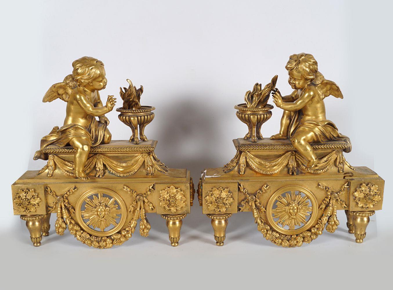 PAIR 19TH-CENTURY ORMOLU CHENETS