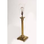 PAIR BRASS CORINTHIAN PILLARED TABLE LAMPS