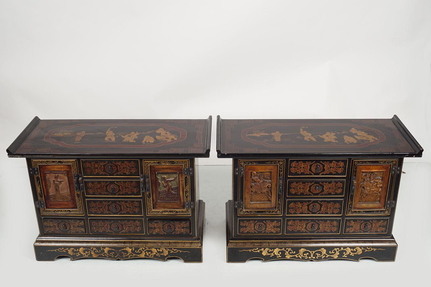 PAIR 19TH-CENTURY CHINESE LACQUERED CHESTS - Image 2 of 2