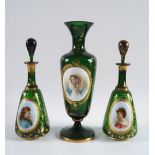 3-PIECE 19TH-CENTURY BOHEMIAN GLASS GARNITURE