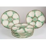 SET OF 6 CHANTILLY MAJOLICA OYSTER PLATES
