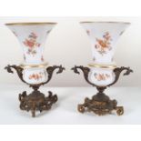 PAIR ORMOLU & GLASS VASES