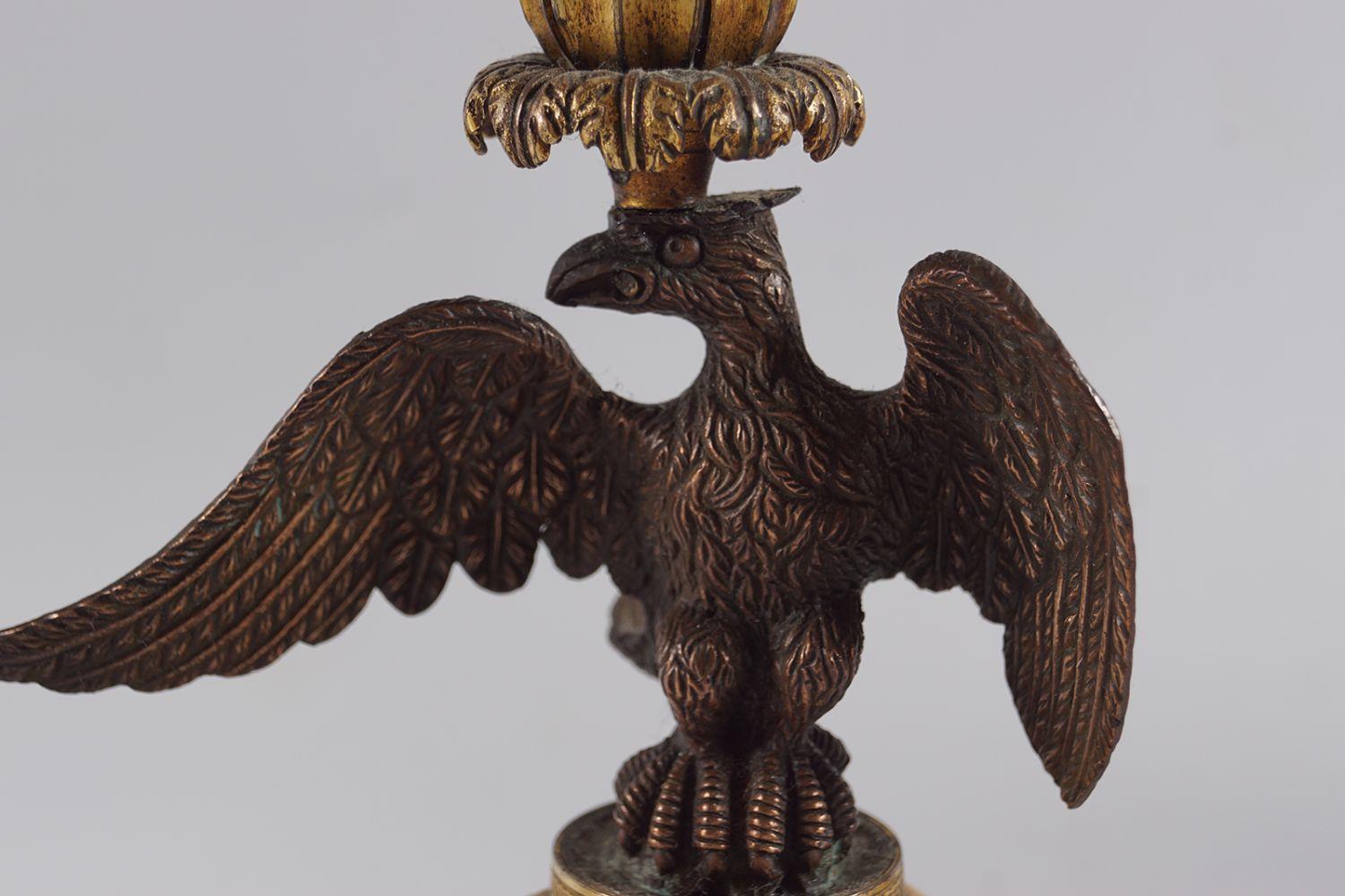 PAIR 19TH-CENTURY BRONZE & MARBLE CANDLESTICKS - Image 2 of 3