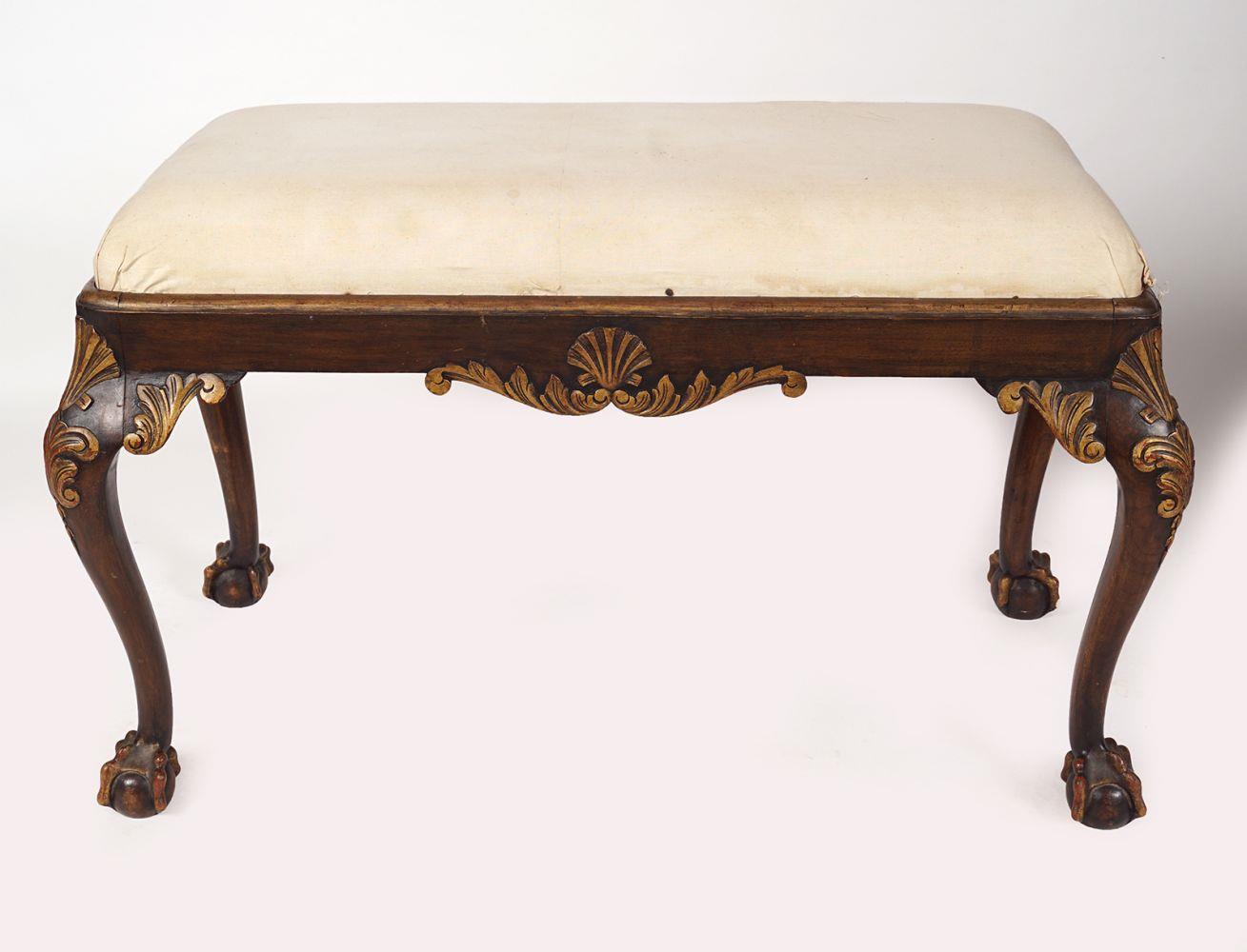 19TH-CENTURY WALNUT & PARCEL GILT WINDOW SEAT