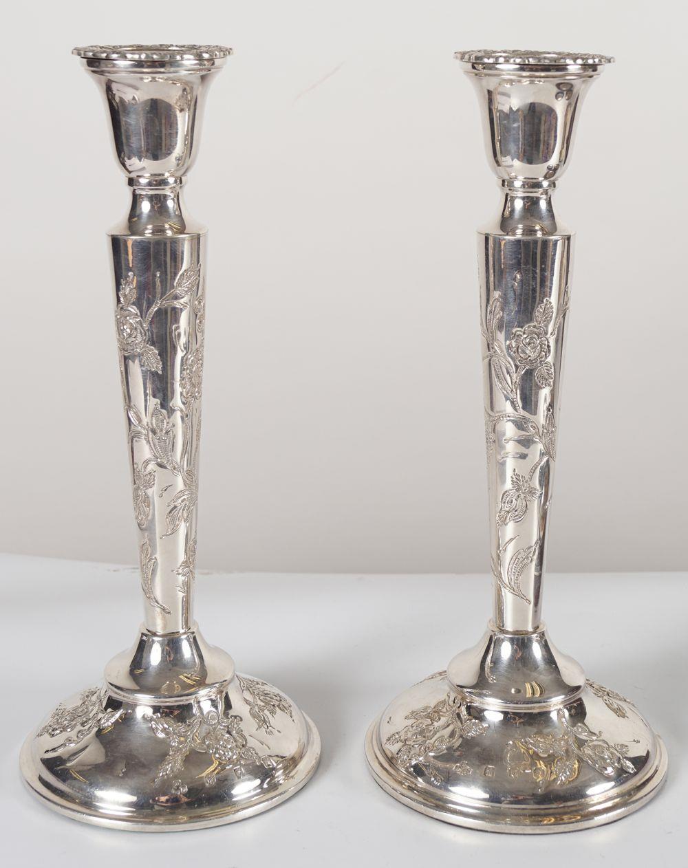 PAIR IRISH SILVER CANDLESTICKS