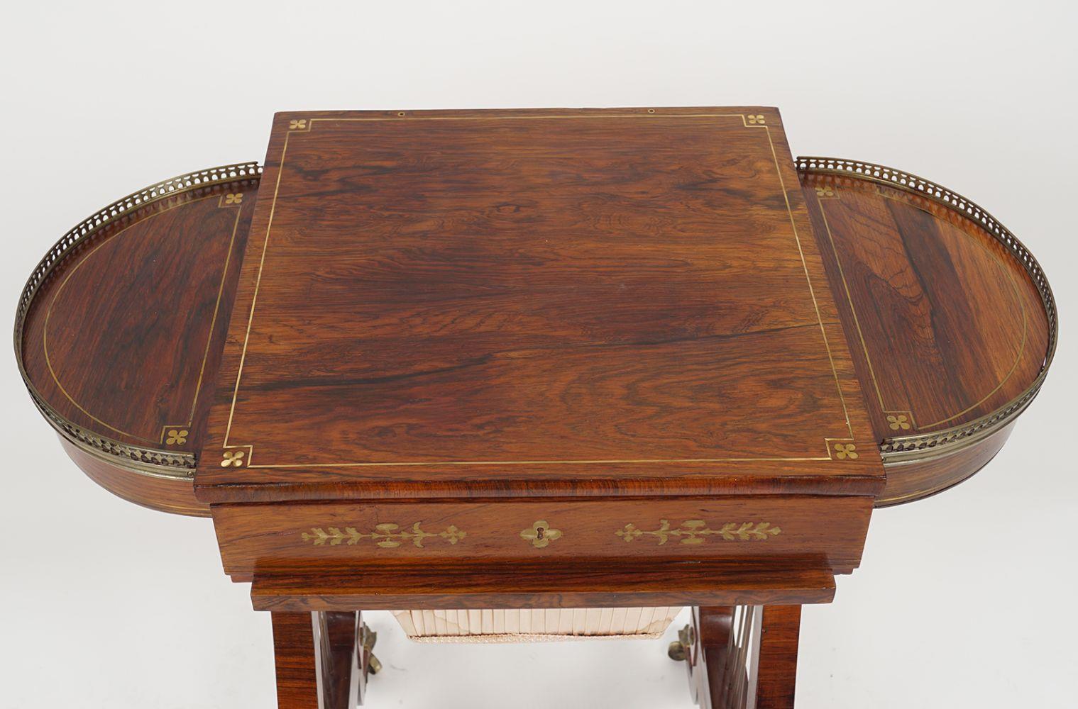 REGENCY BRASS INLAID GAMES TABLE - Image 2 of 5