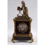 19TH-CENTURY FRENCH ORMOLU & MARBLE MANTEL CLOCK