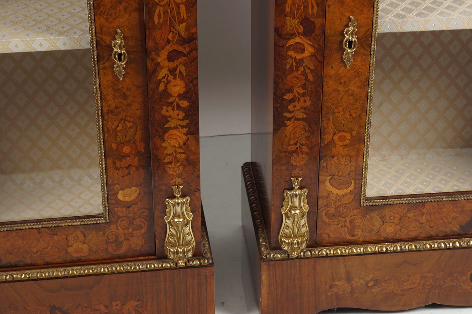 PAIR 19TH-CENTURY WALNUT & MARQUETRY CABINETS - Image 3 of 5