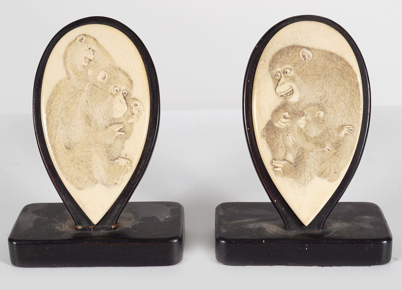 PAIR OF 19TH-CENTURY JAPANESE IVORY PLAQUES
