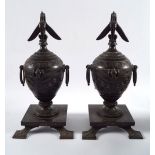 PAIR 19TH-CENTURY NEO-CLASSICAL BRONZE URNS