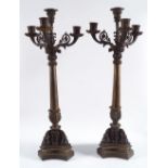 PAIR 19TH-CENTURY BRONZE CANDELABRAS