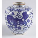 CHINESE MING BLUE & WHITE JAR