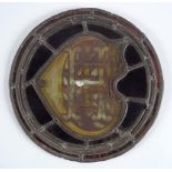 19TH-CENTURY STAINED & LAEDED GLASS ROUNDEL