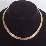 YELLOW GOLD TEXTURED FLAT LINK NECKLET
