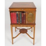 EDWARDIAN SATINWOOD & PAINTED REVOLVING BOOKCASE