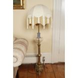 PR OF 19TH-CENTURY BRASS & CRYSTAL STANDARD LAMPS