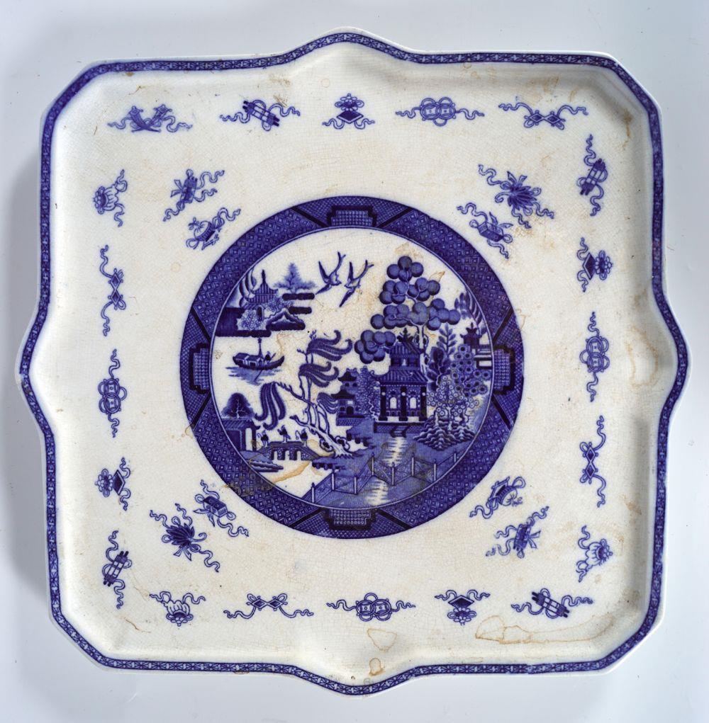 LARGE 19TH-CENTURY MINTON BLUE & WHITE TRAY