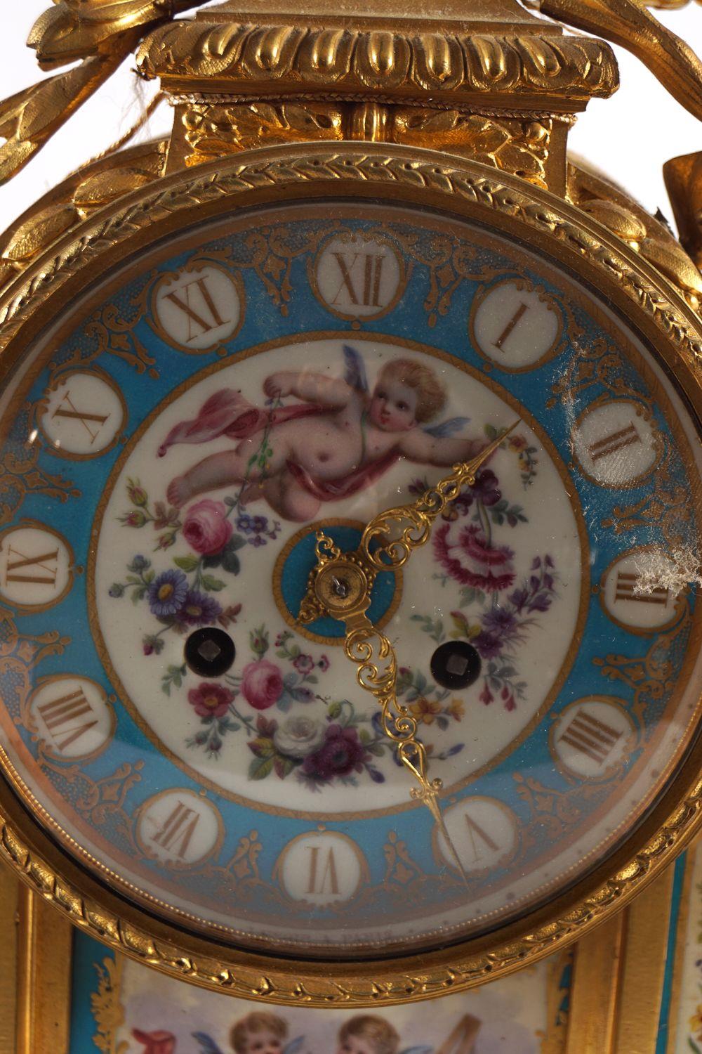 19TH-CENTURY SÈVRES & ORMOLU CLOCK SET - Image 3 of 7