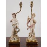 PAIR OF CAPODIMONTE FIGURAL TABLE LAMPS