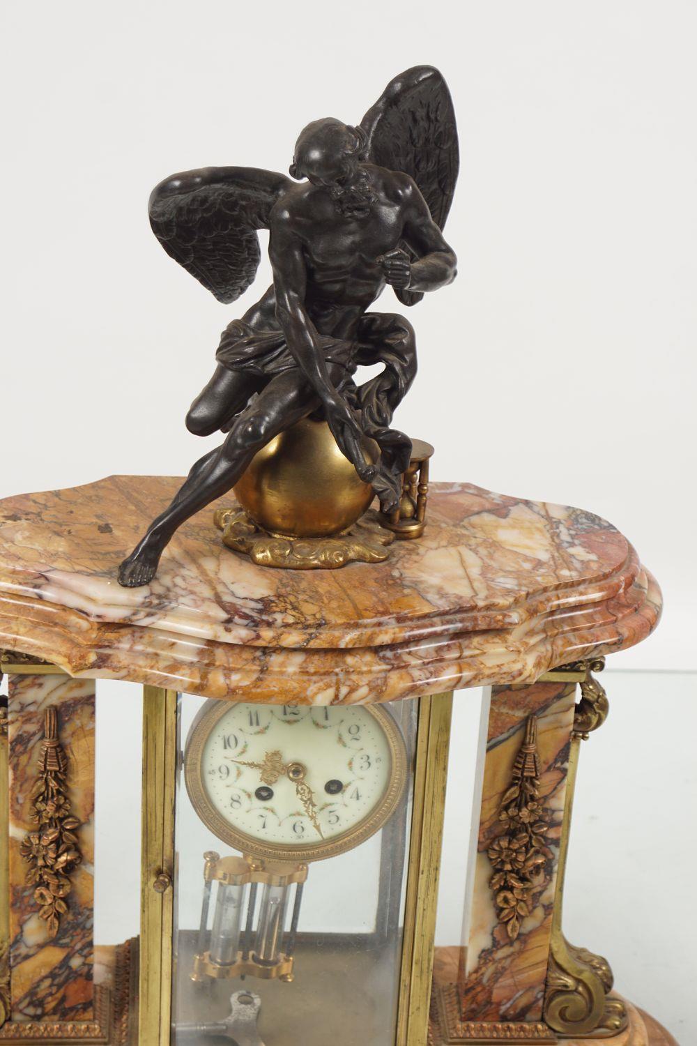 19TH-CENTURY FRENCH ORMOLU & MARBLE MANTEL CLOCK - Image 3 of 3